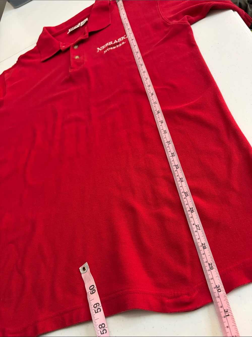 RED OAK Men Shirt L Red Short Sleeved Polo Nebraska Cornhuskers Vintage - Picture 5 of 7